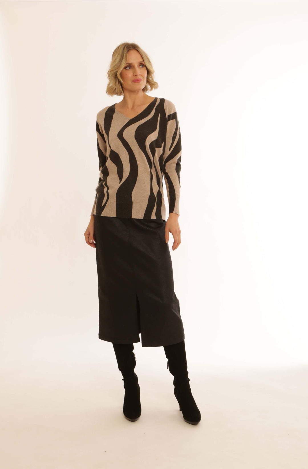 Pomodoro 52459 Coated Black Skirt
