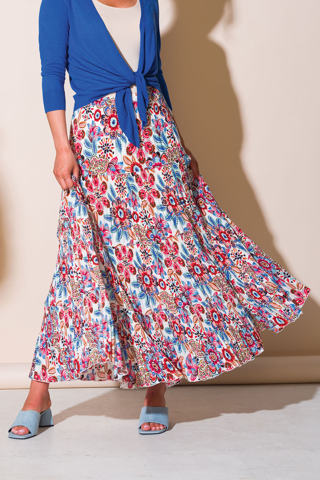 Alison Sheri A43410 Red Flower Print Maxi Skirt - Rouge Boutique Inverness