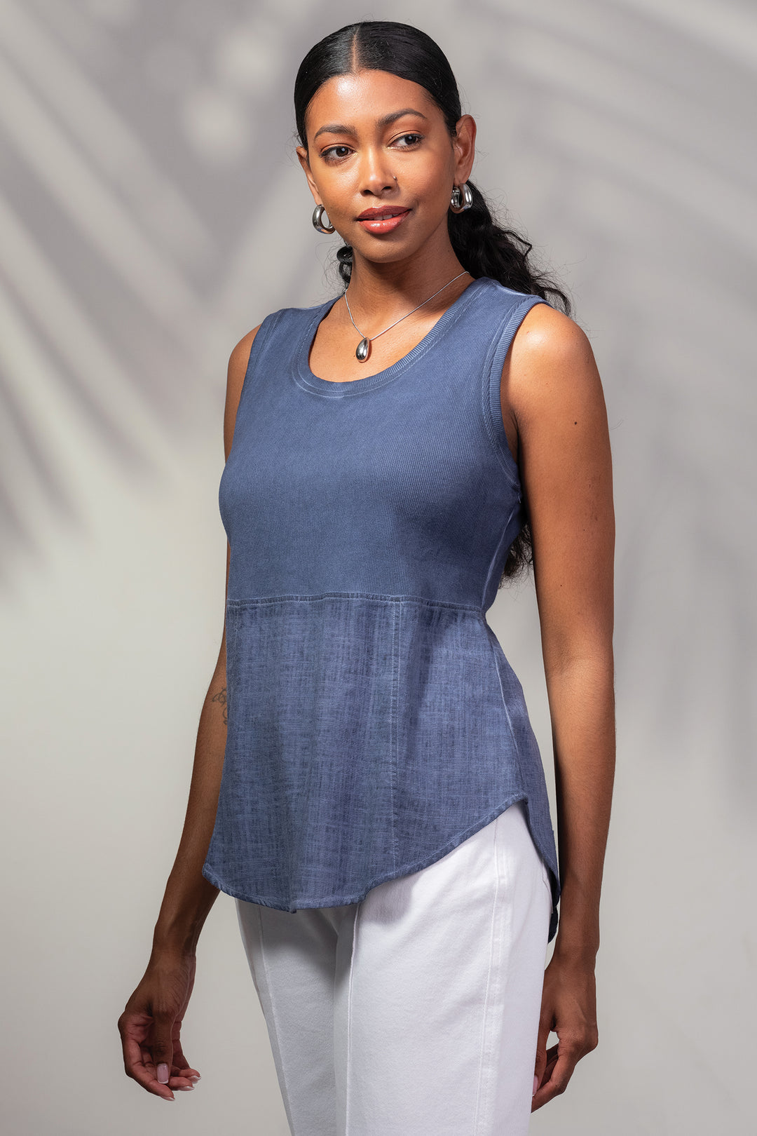 Alison Sheri A45011 Indigo Blue Sleeveless Top - Rouge Boutique Inverness