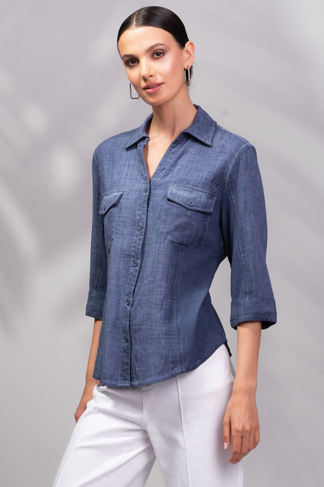 Alison Sheri A45013 Indigo Blue Shirt - Rouge Boutique Inverness