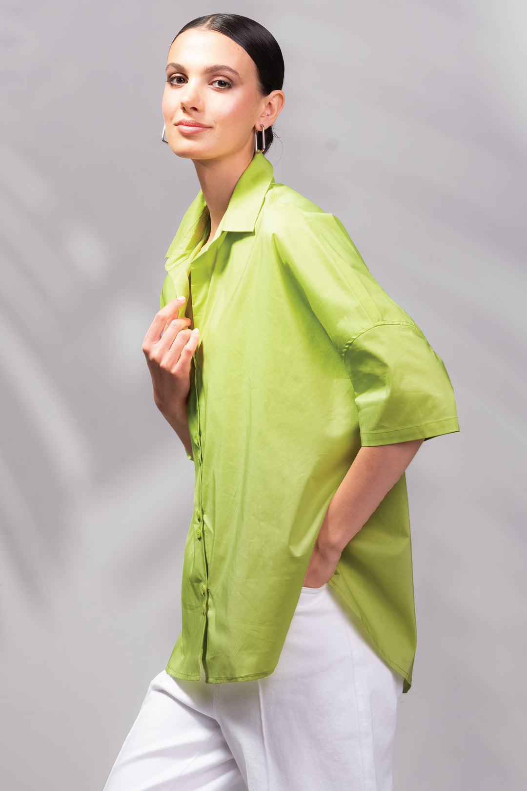 Alison Sheri A45040 Lime Green High-Low Hem Shirt - Rouge Boutique Inverness