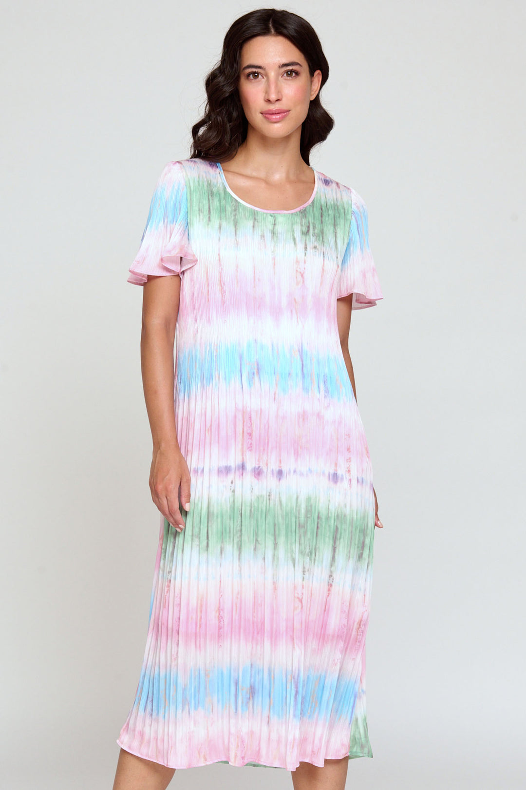 Bariloche Cayena Pink Tie-Dye Print Short Sleeved Midi Dress - Rouge Boutique Inverness