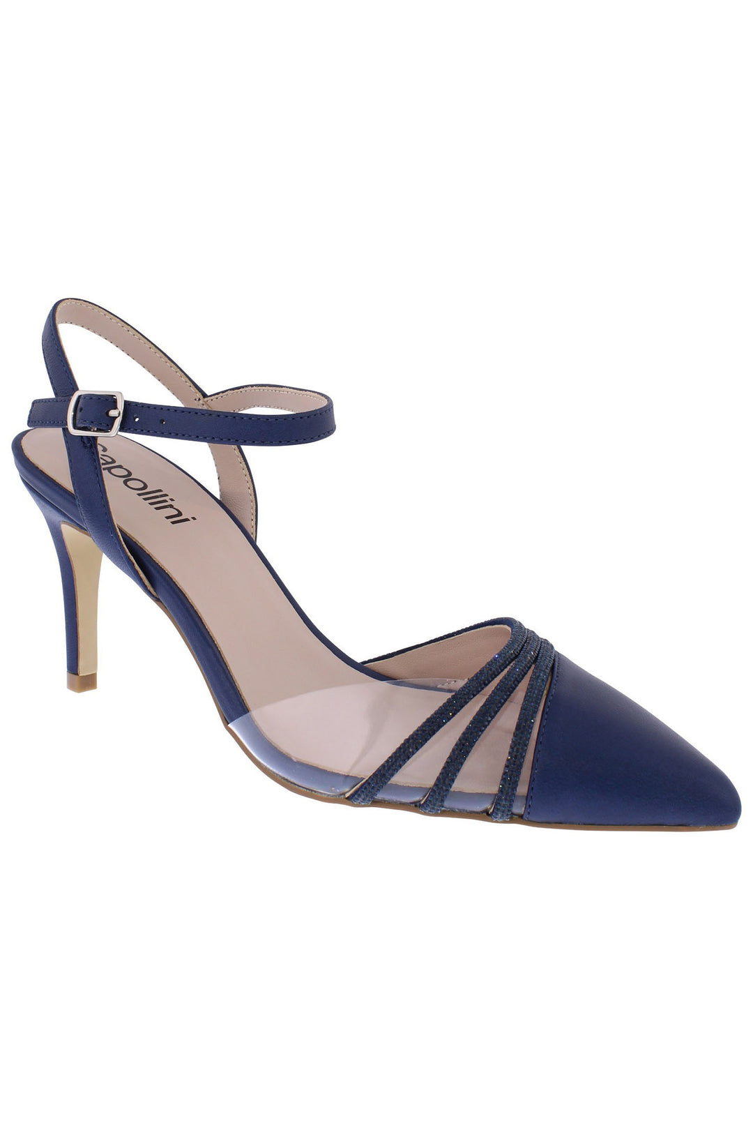 Capollini C231 Ophelia Navy Heeled Sling Back Occasion Shoe - Rouge Boutique Inverness
