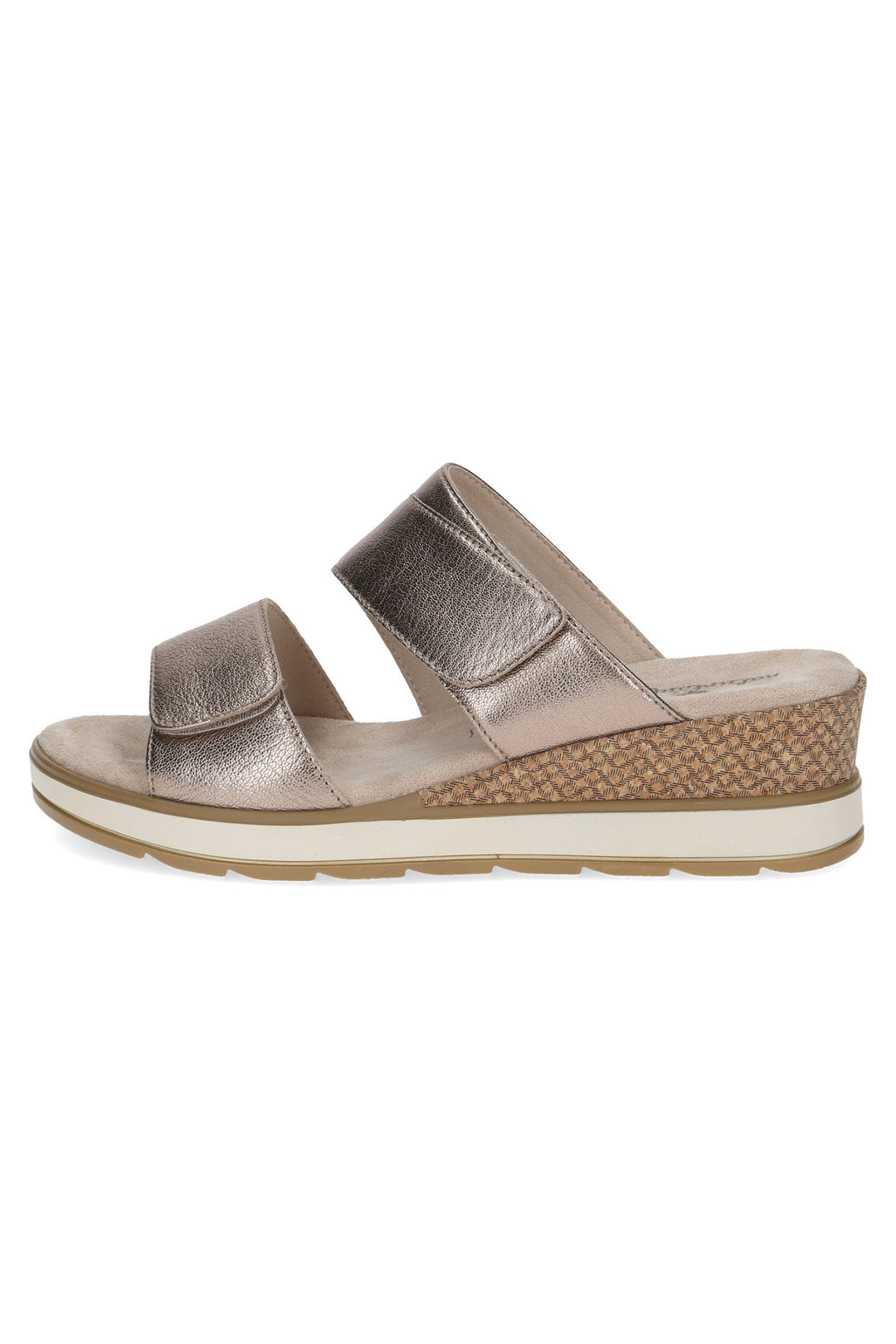 Caprice 9-27250-42 341 Taupe Metallic Memotion Wedge Sandals - Rouge Boutique Inverness