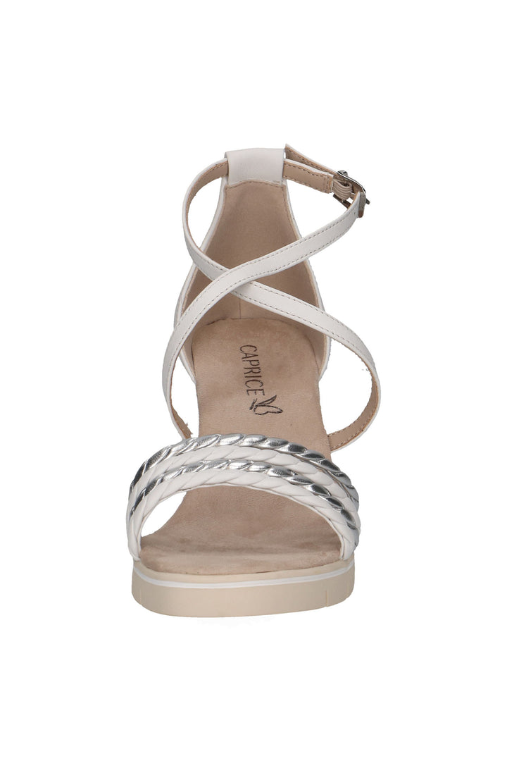 Caprice 9-28312-42 191 White Silver Memotion Wedge Sandals - Rouge Boutique Inverness