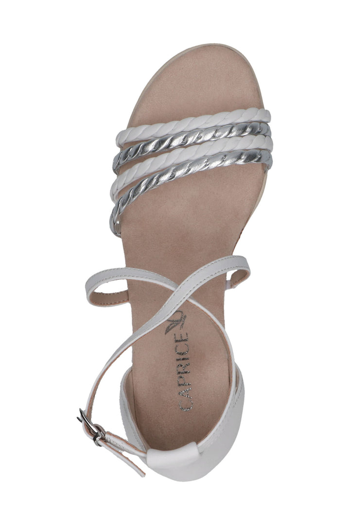 Caprice 9-28312-42 191 White Silver Memotion Wedge Sandals - Rouge Boutique Inverness