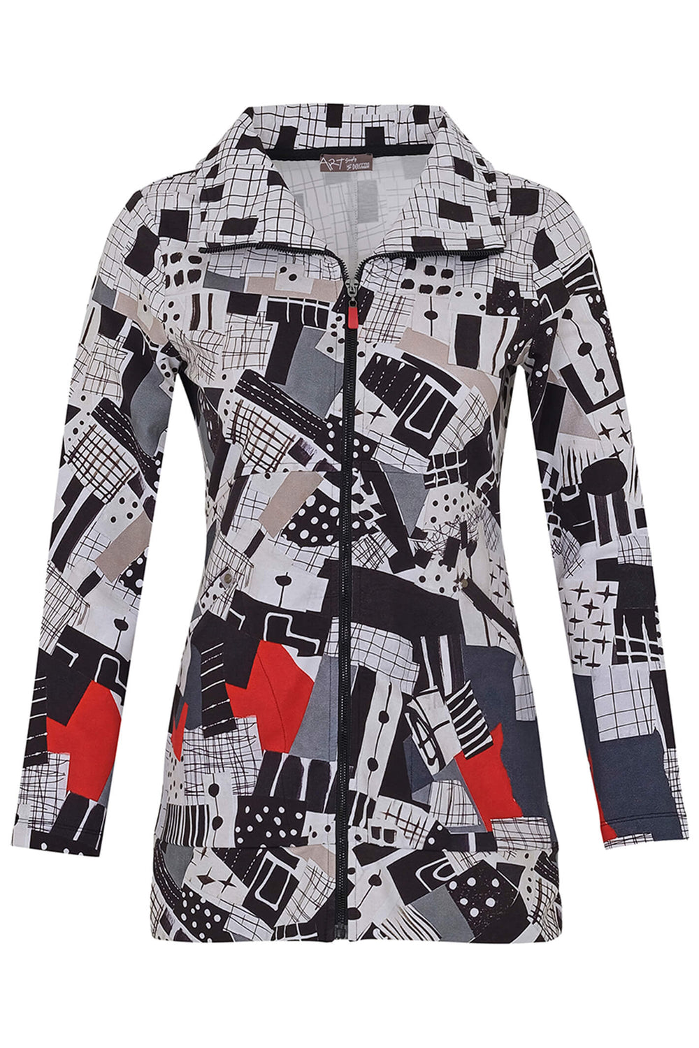 Dolcezza 73609 Black Tear Down The Wall Print Zip Front Jacket - Rouge Boutique
