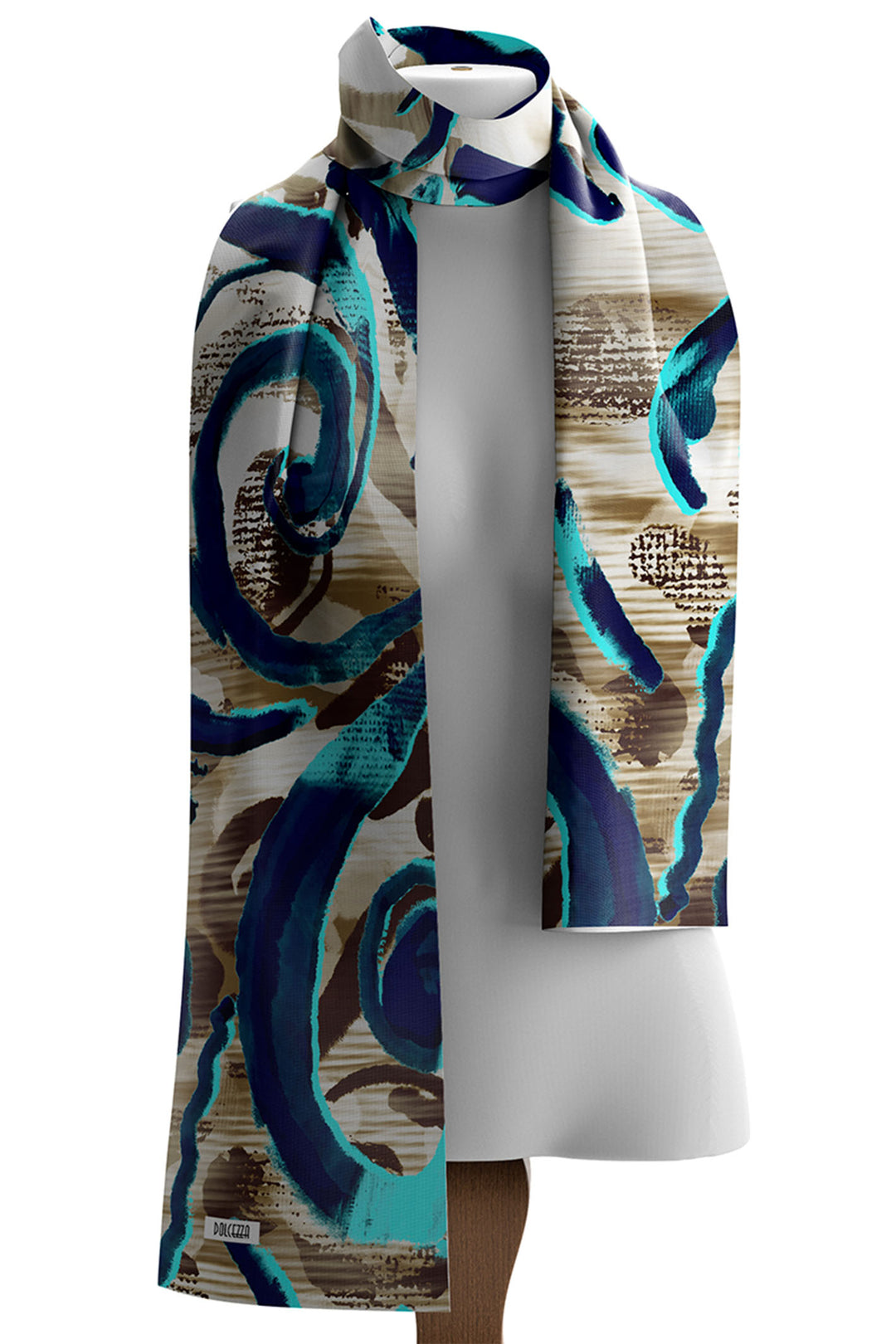 Dolcezza 74900 Turquoise Print Scarf - Rouge Boutique Inverness
