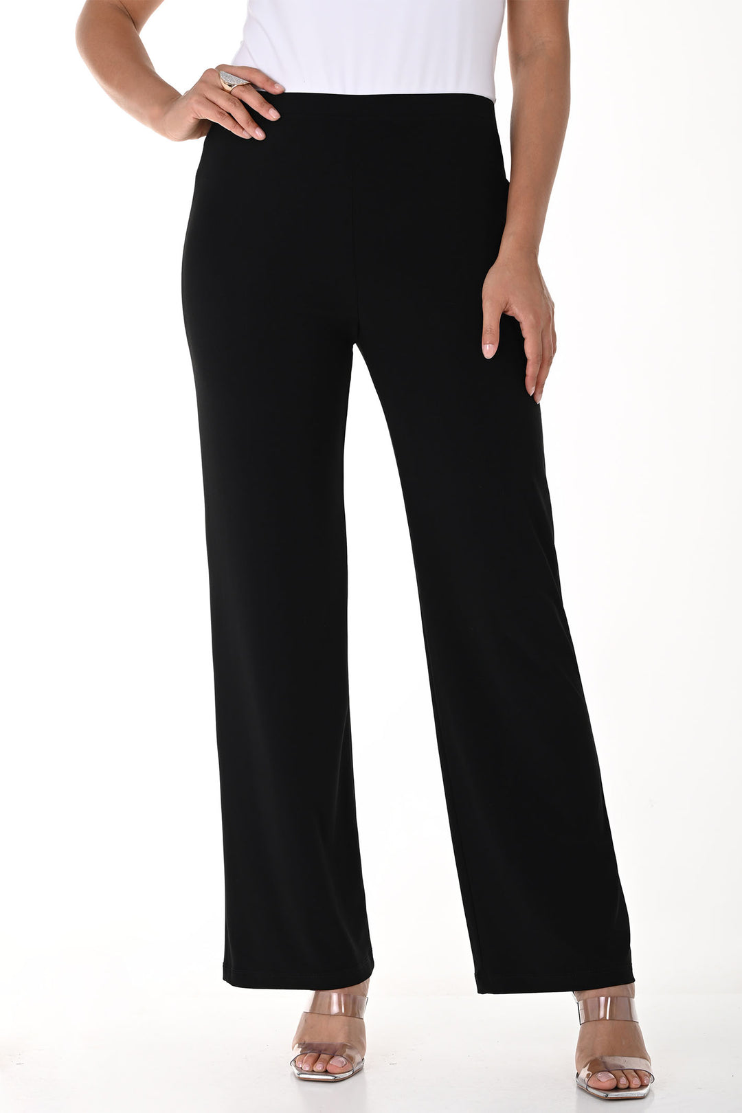 Frank Lyman 006 Black Straight Leg Trousers - Rouge Boutique