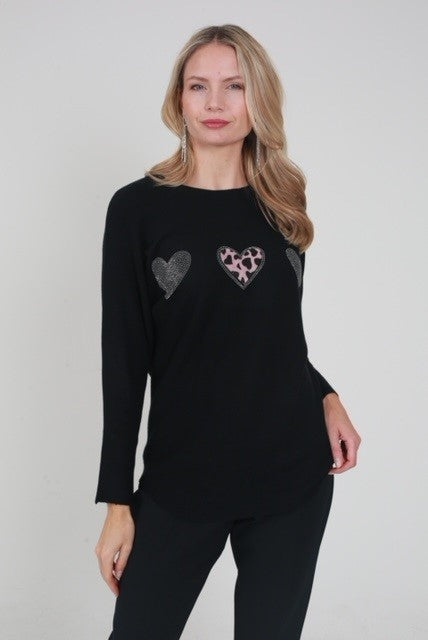 Glitz 4003 Black Love Heart Sparkle Jumper