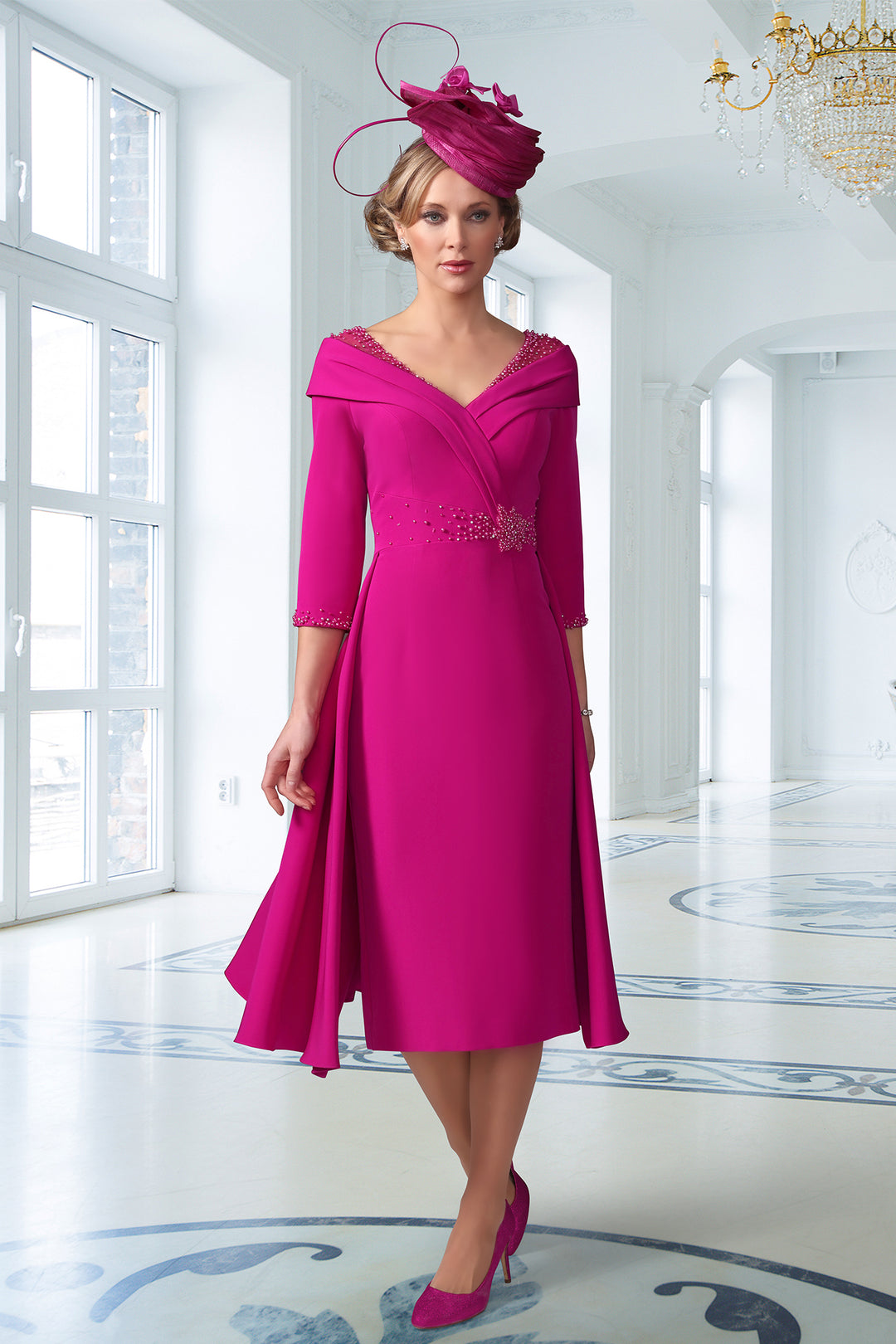 Irresistible IR7739TJ Plum Pink Wide Neck Overskirt Occasion Dress - Rouge Boutique Inverness