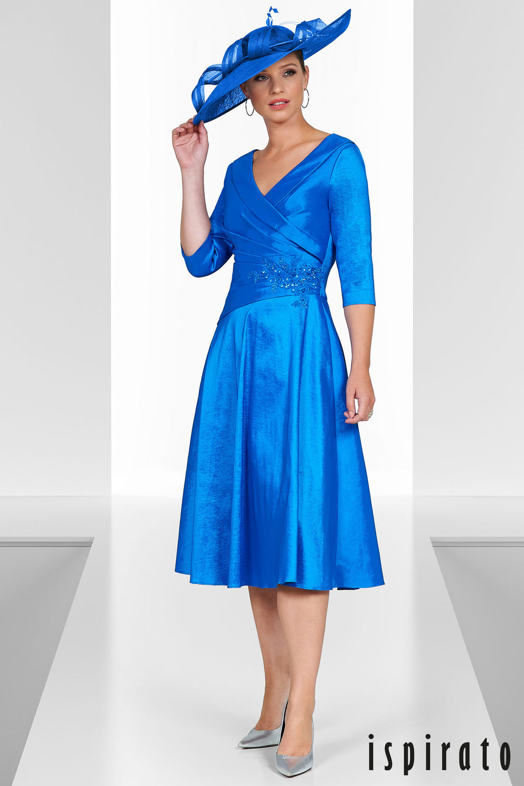 Ispirato Occasion Dress ISN822 Indigo Blue Midi Dress 45 - Rouge Boutique Inverness
