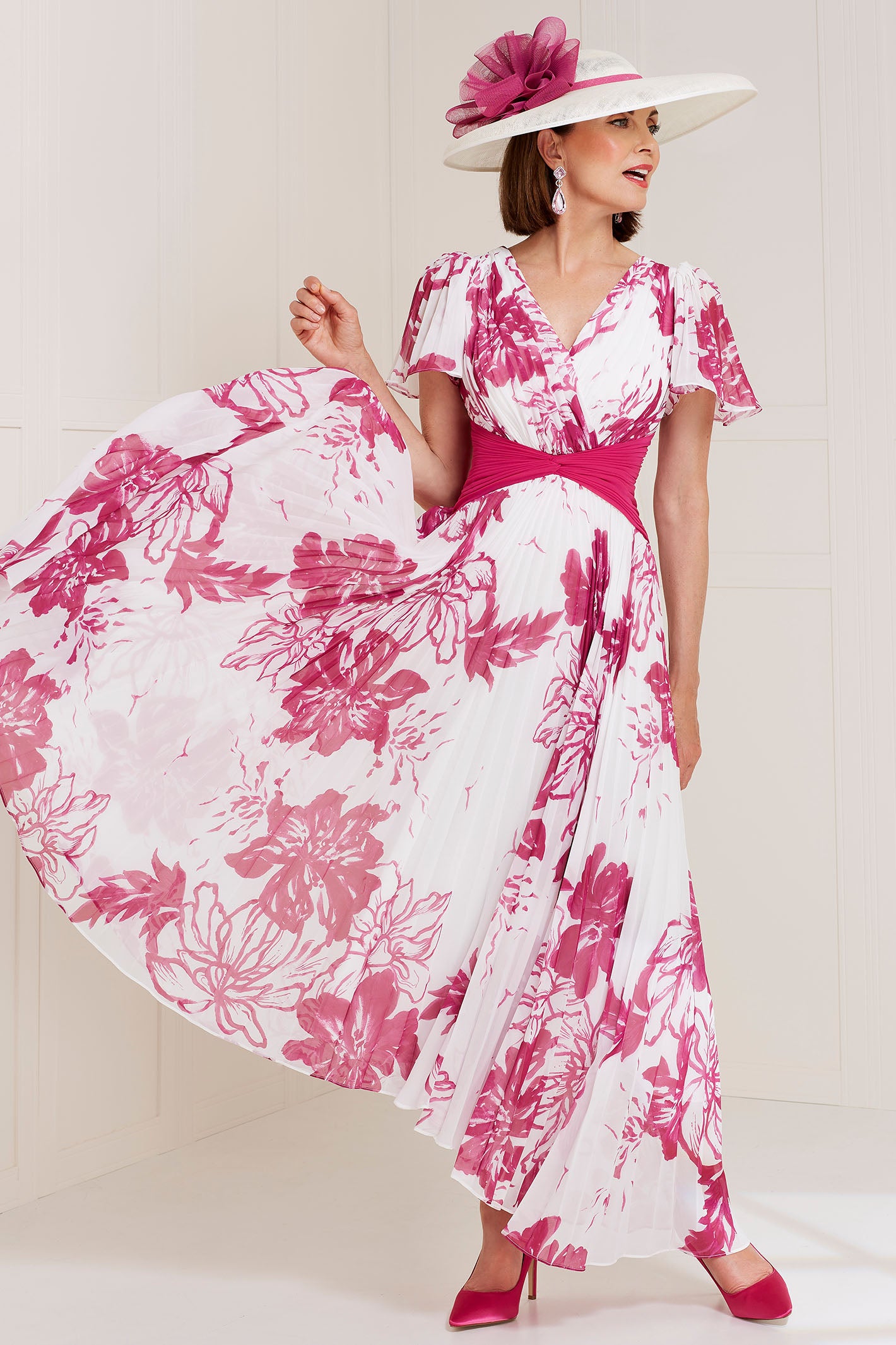 John Charles 66518B Frill Sleeve Aline Dress with V Neckline Berry and –  Rouge Boutique Inverness