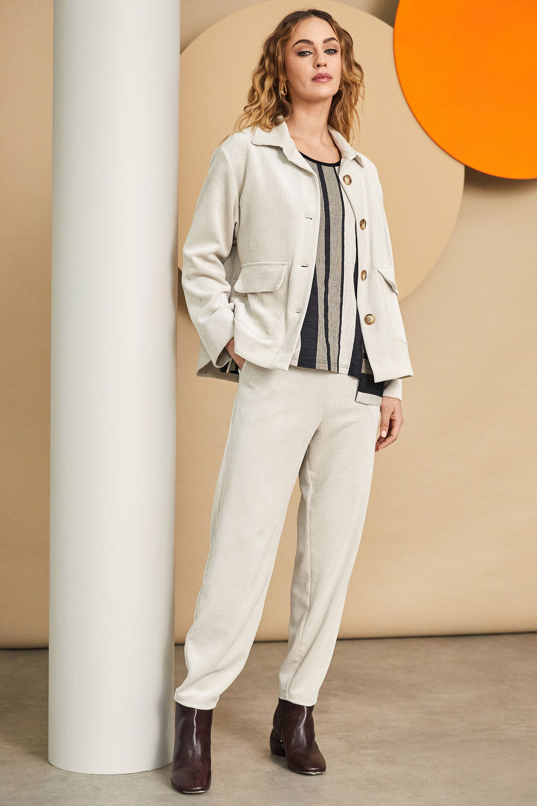 Naya NAW24-257 15 Corduroy Trousers Cream - Rouge Boutique Inverness