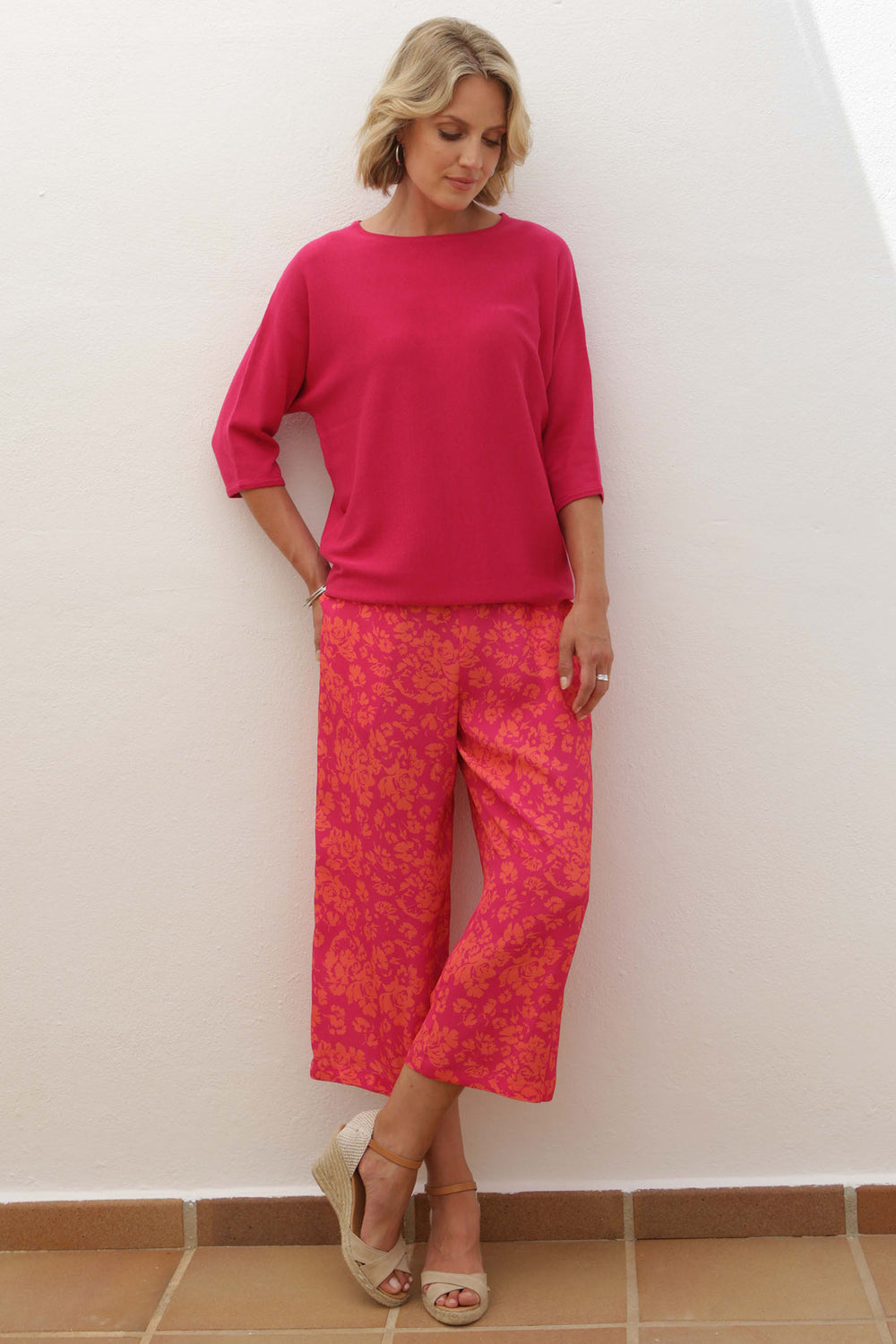 Pomodoro 22400 Bright Pink Summer Jumper - Rouge Boutique Inverness