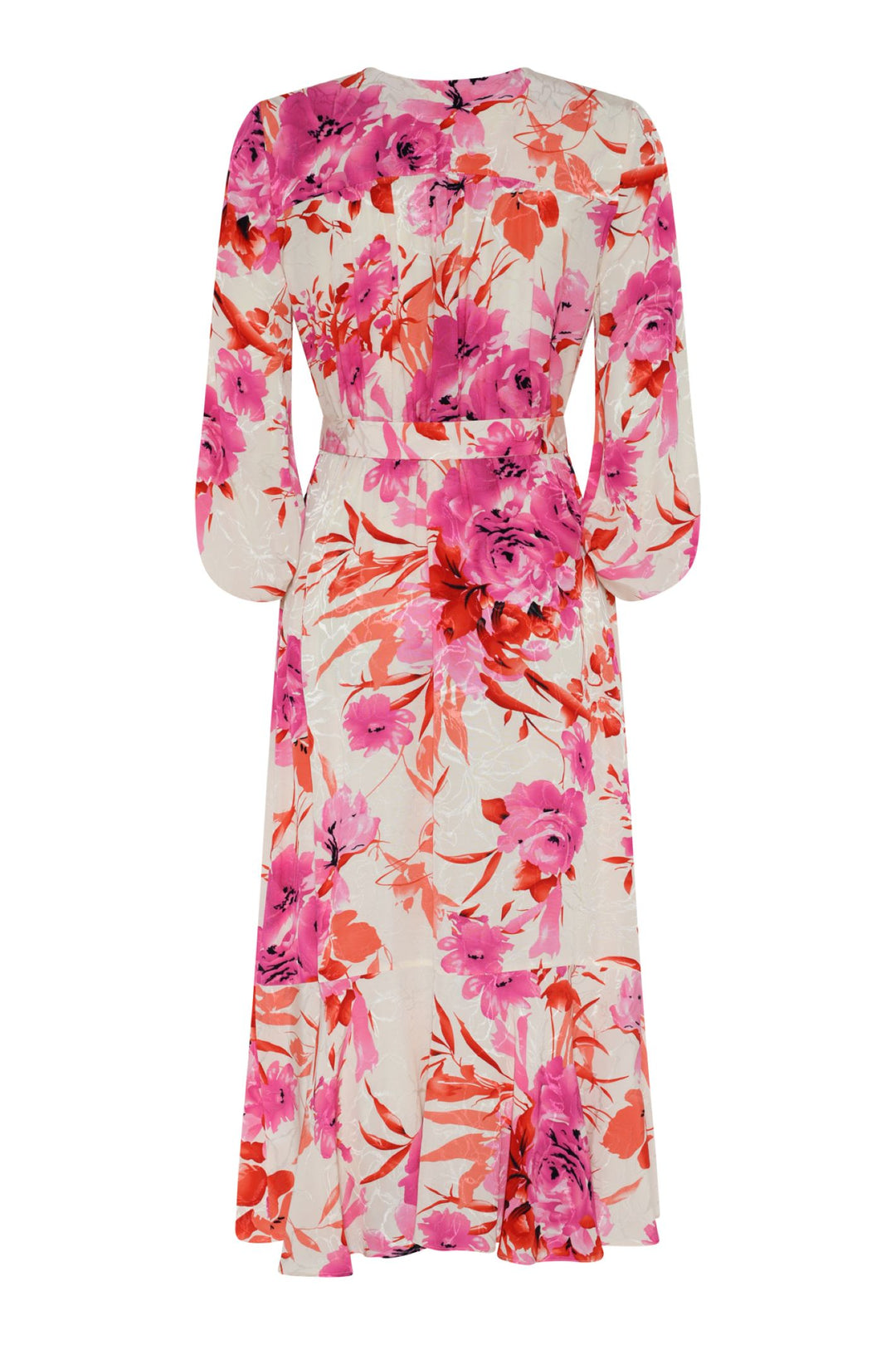 Tia 78654 Pink Floral Print Wrap Sleeve Dress