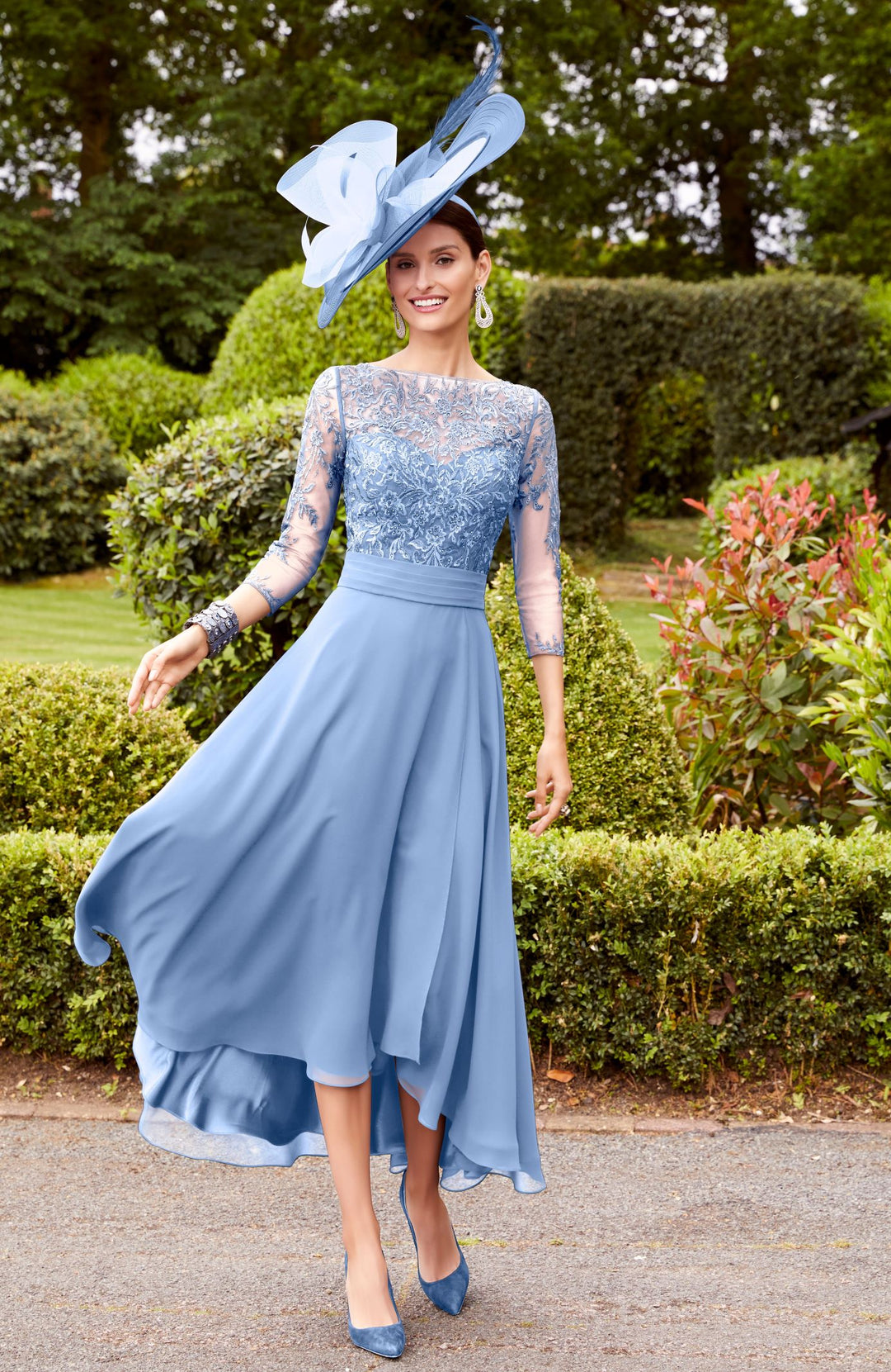 Veni Infantino 29811B Cornflower Blue Lace Occasion Dress