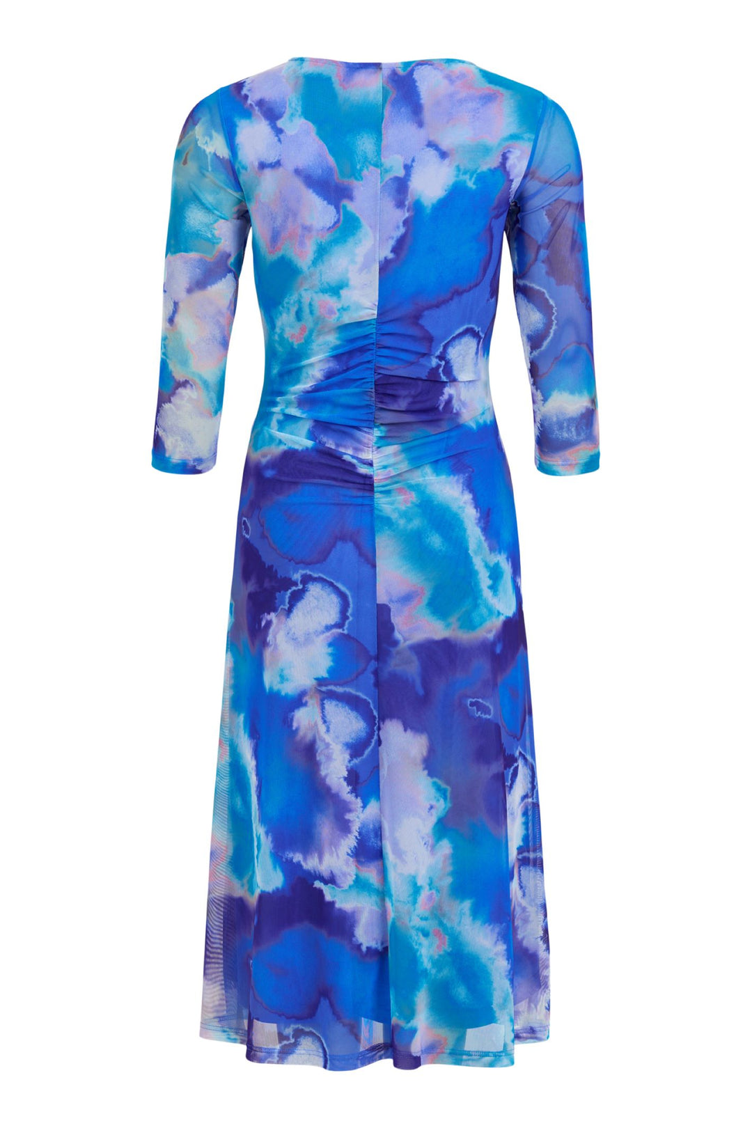 Tia 78810 Blue V Neck Sleeved Blue Print Dress