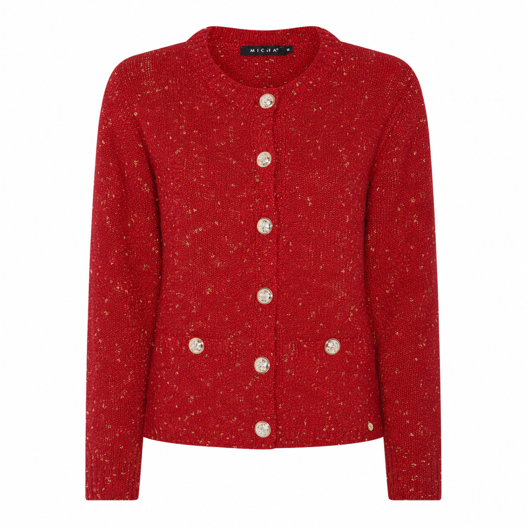 Micha 145 249 Red Gold Knit with Lurex Effect Top