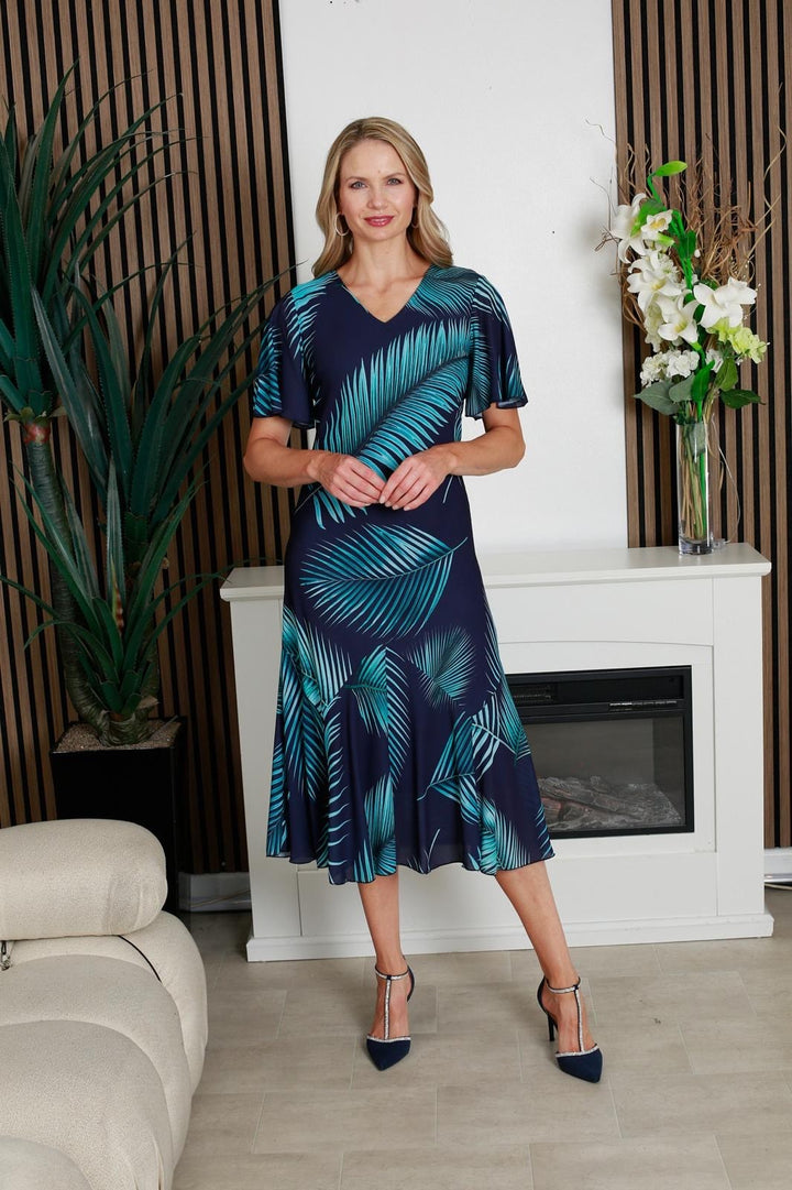 Glitz 1479 Dress and Jacket Teal and Navy