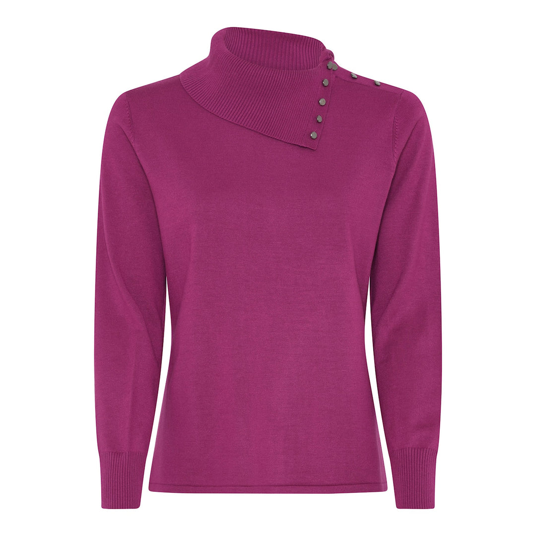Micha 166 172 Cactus Pink Jumper With Button Detail