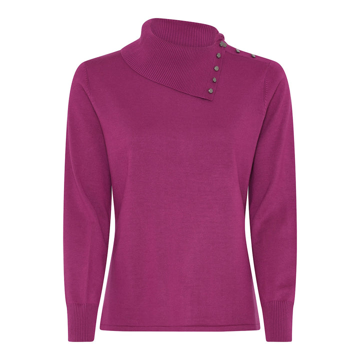 Micha 166 172 Cactus Pink Jumper With Button Detail