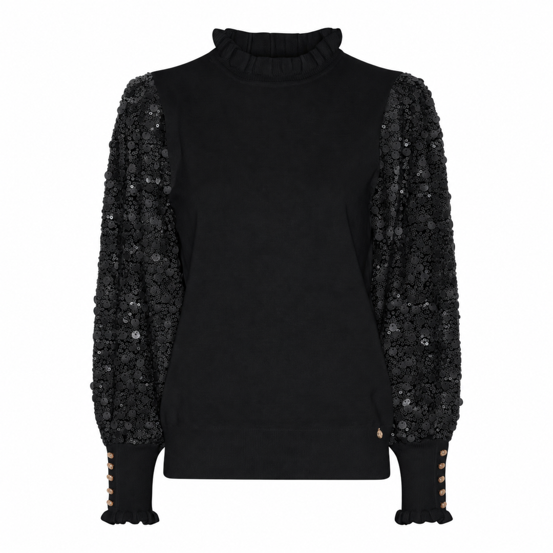 Micha 184 103 Black High Neck Sparkle Sleeved Jumper