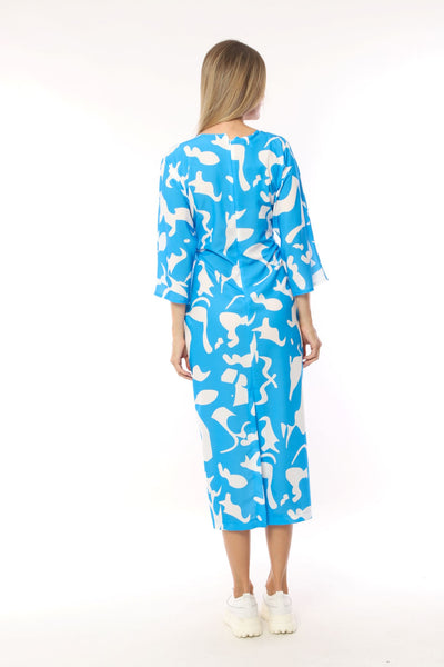 I.nco 2090 Ocean Blue Sleeved Lightweight Dress