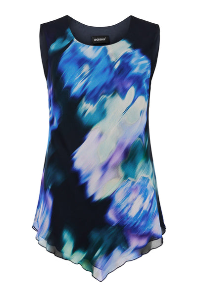 Tia Godske 14350 Cami Dress Top Sleeveless Blue Print