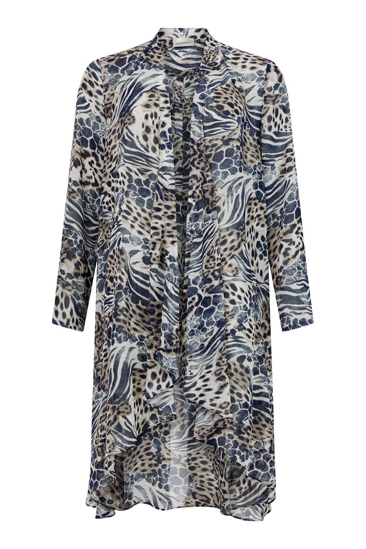 Tia Godske 17300 66  Airforce Blue Animal Print Overlay Floaty Jacket