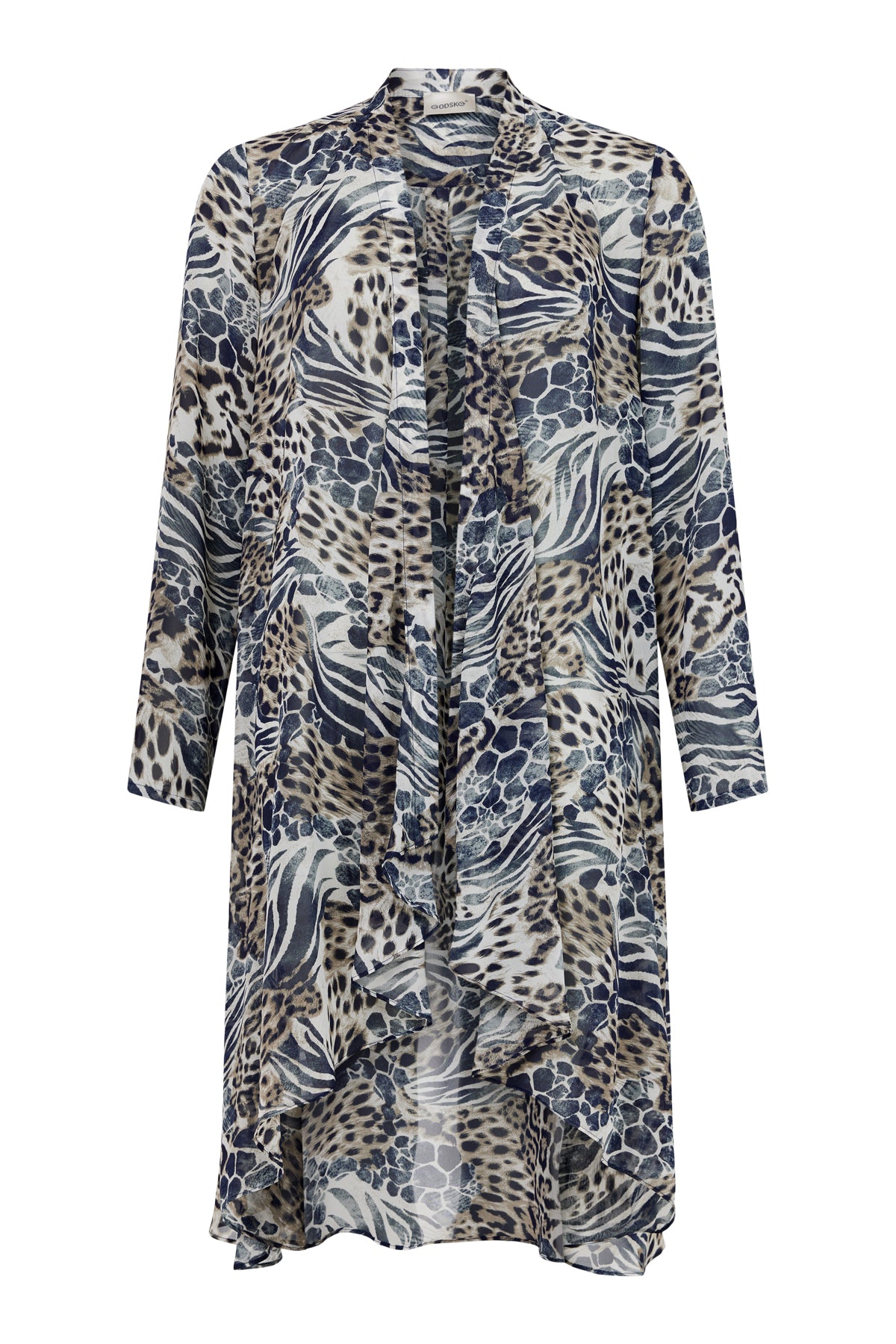 Tia Godske 17300 66  Airforce Blue Animal Print Overlay Floaty Jacket