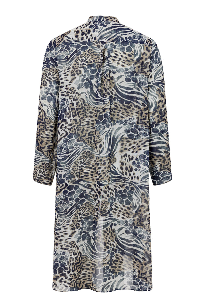 Tia Godske 17300 66  Airforce Blue Animal Print Overlay Floaty Jacket
