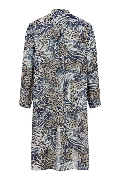 Tia Godske 17300 66  Airforce Blue Animal Print Overlay Floaty Jacket