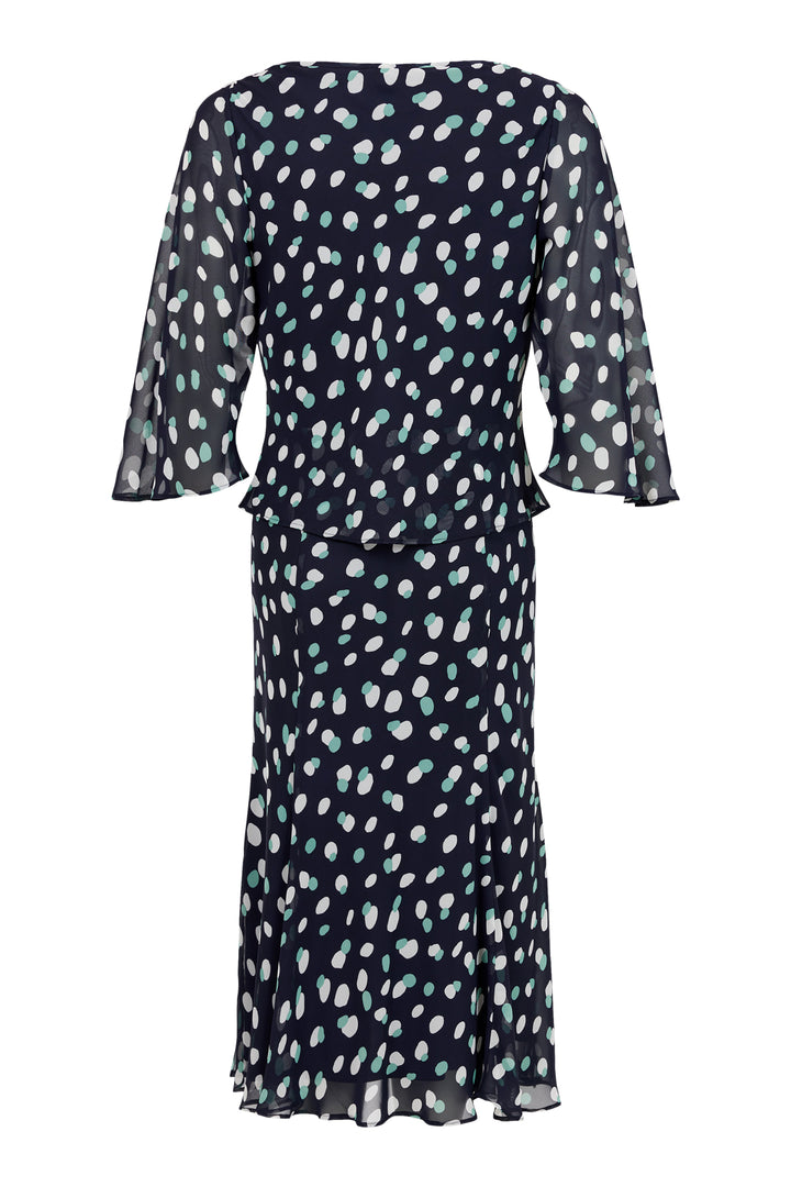 Tia Godske 18747 Navy Dress with Green and Ivory Print