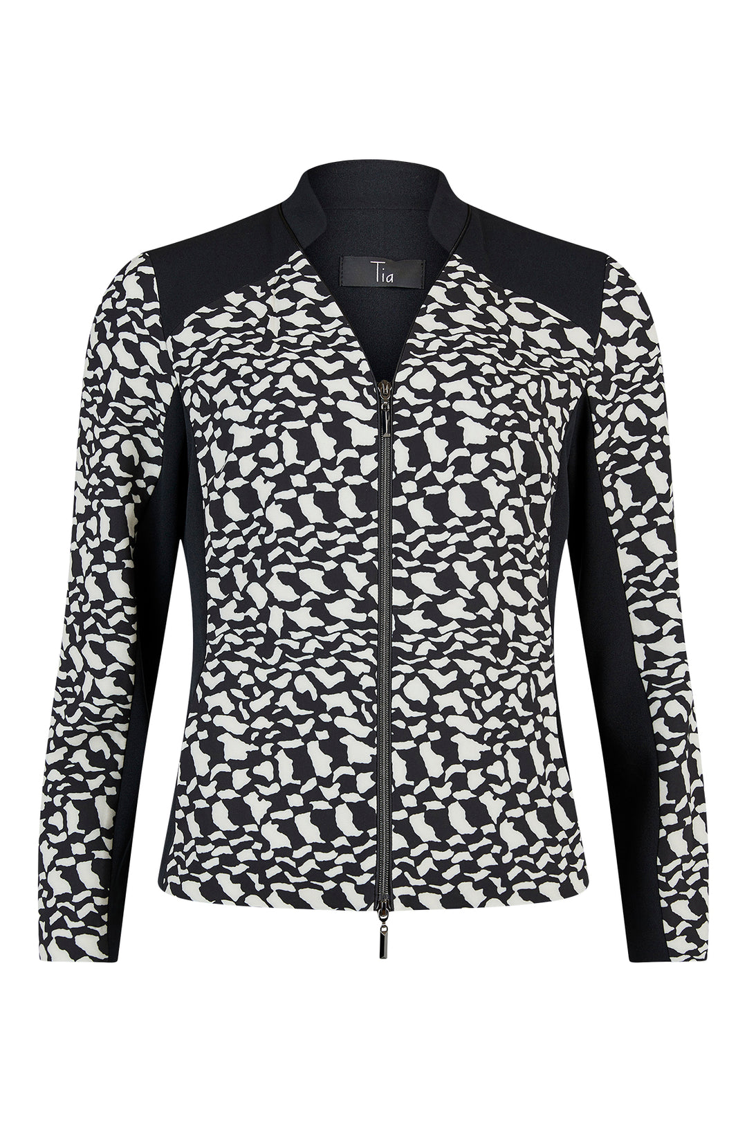 Tia 77606 Black Print Jacket with Collar