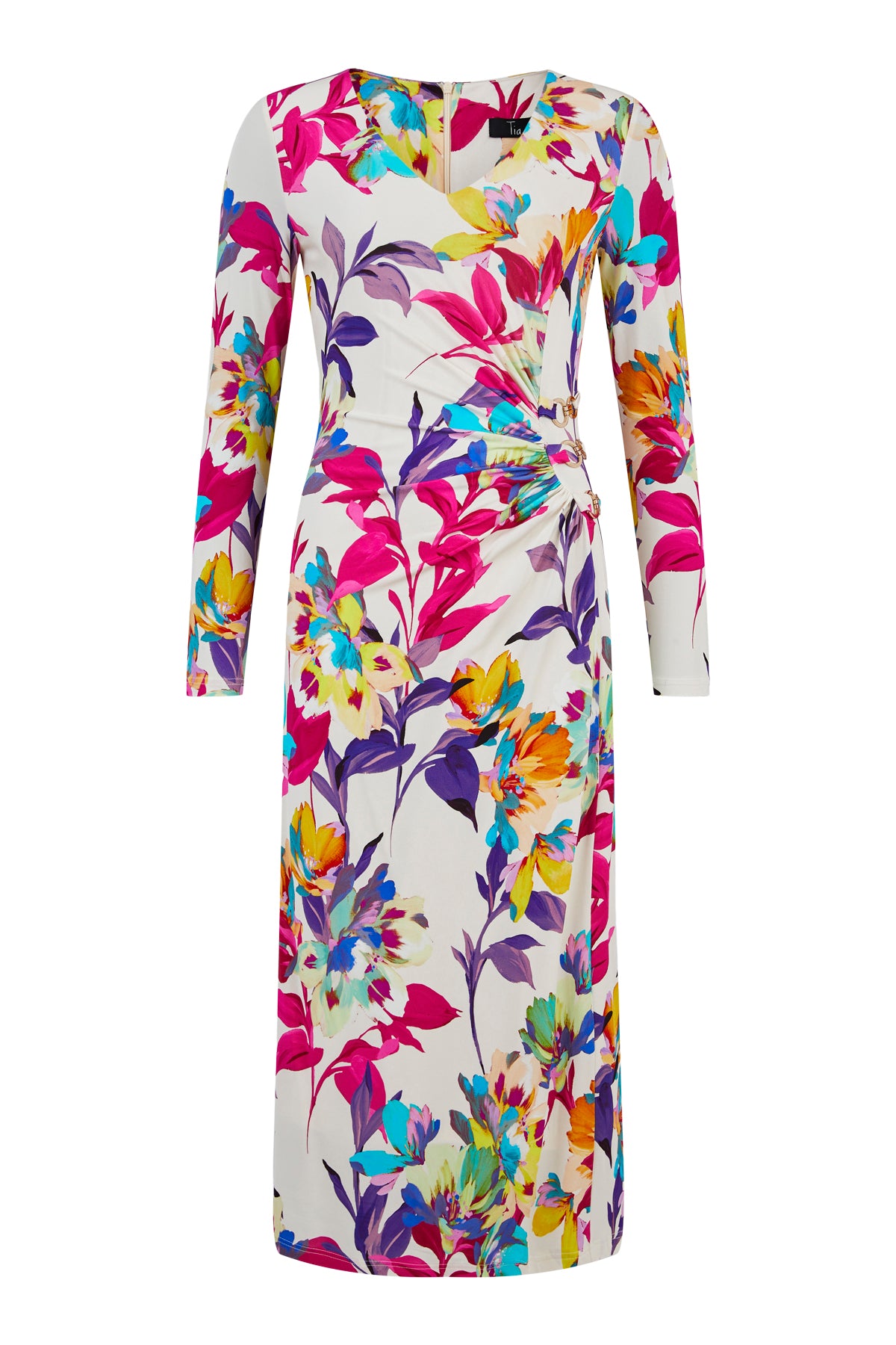 Tia 78346 Multi Coloured Print Dress with Long Sleeves