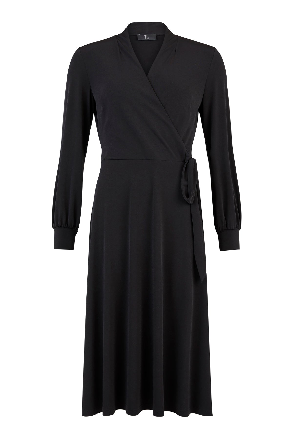 Tia 78426 Black Long Sleeved Wrap Dress