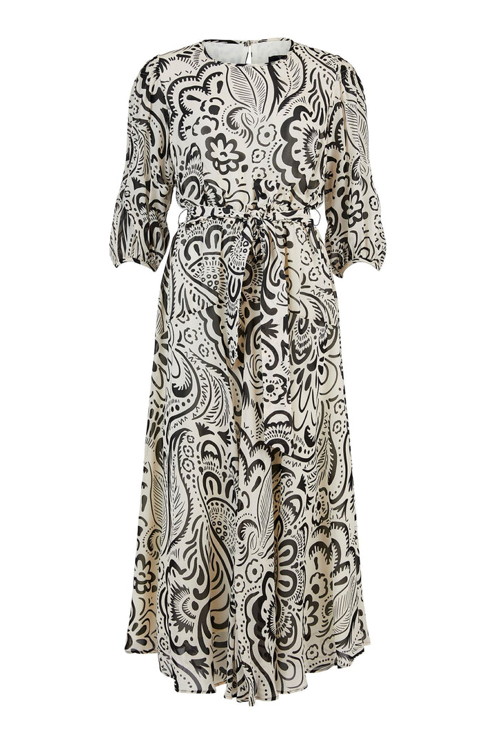 Tia 78680 Sleeved Dress Monochrome Print