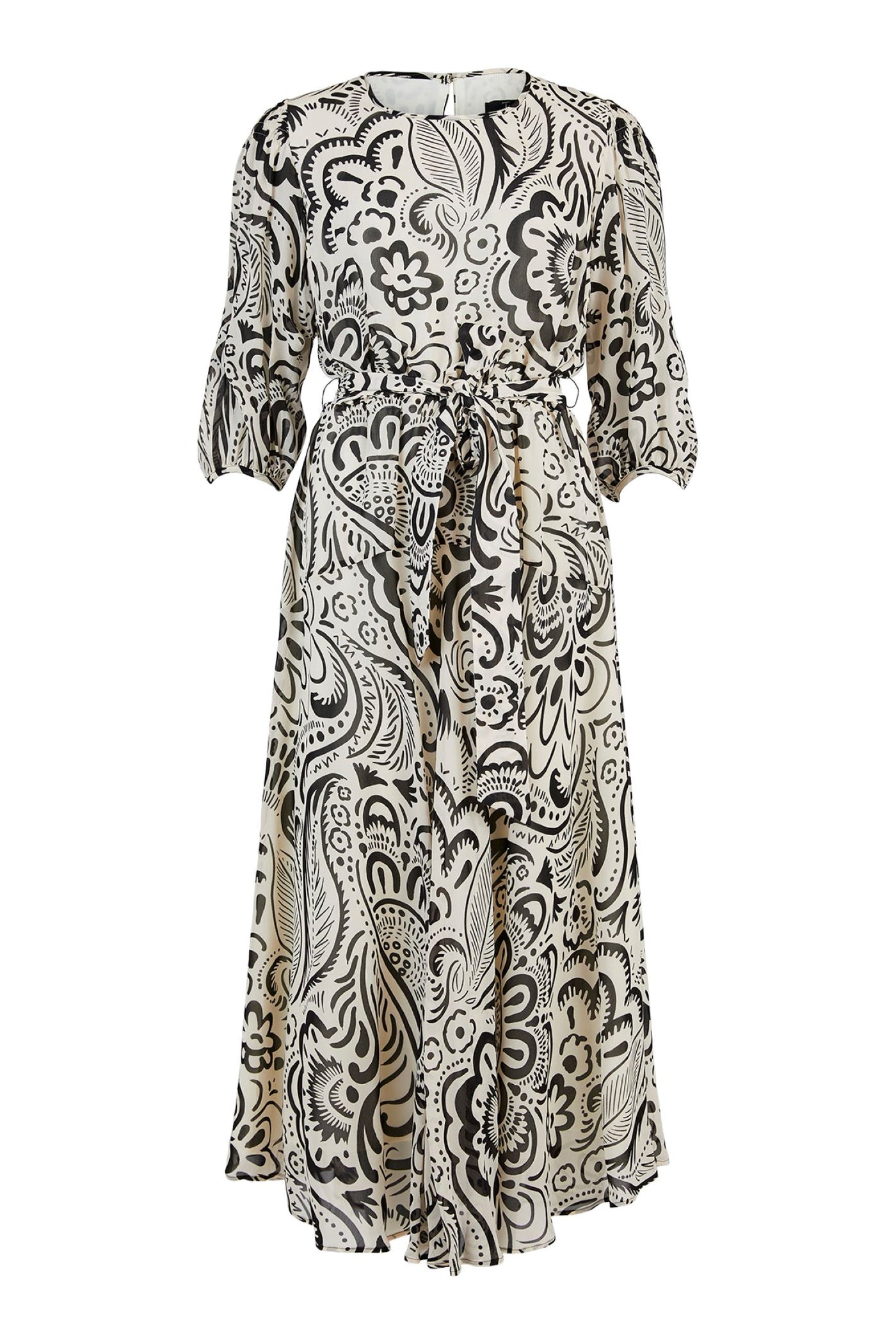Tia 78680 Sleeved Dress Monochrome Print