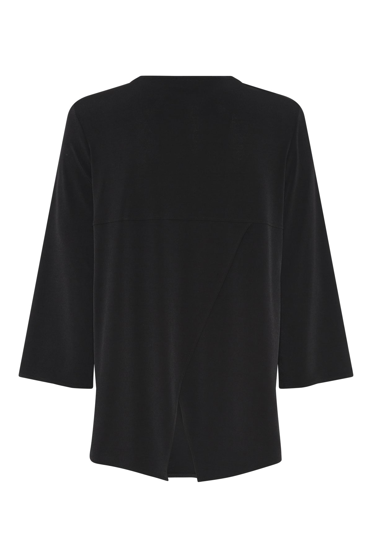 Tia 73035 Black Three Quarter Sleeved Top With Diamante V Neck