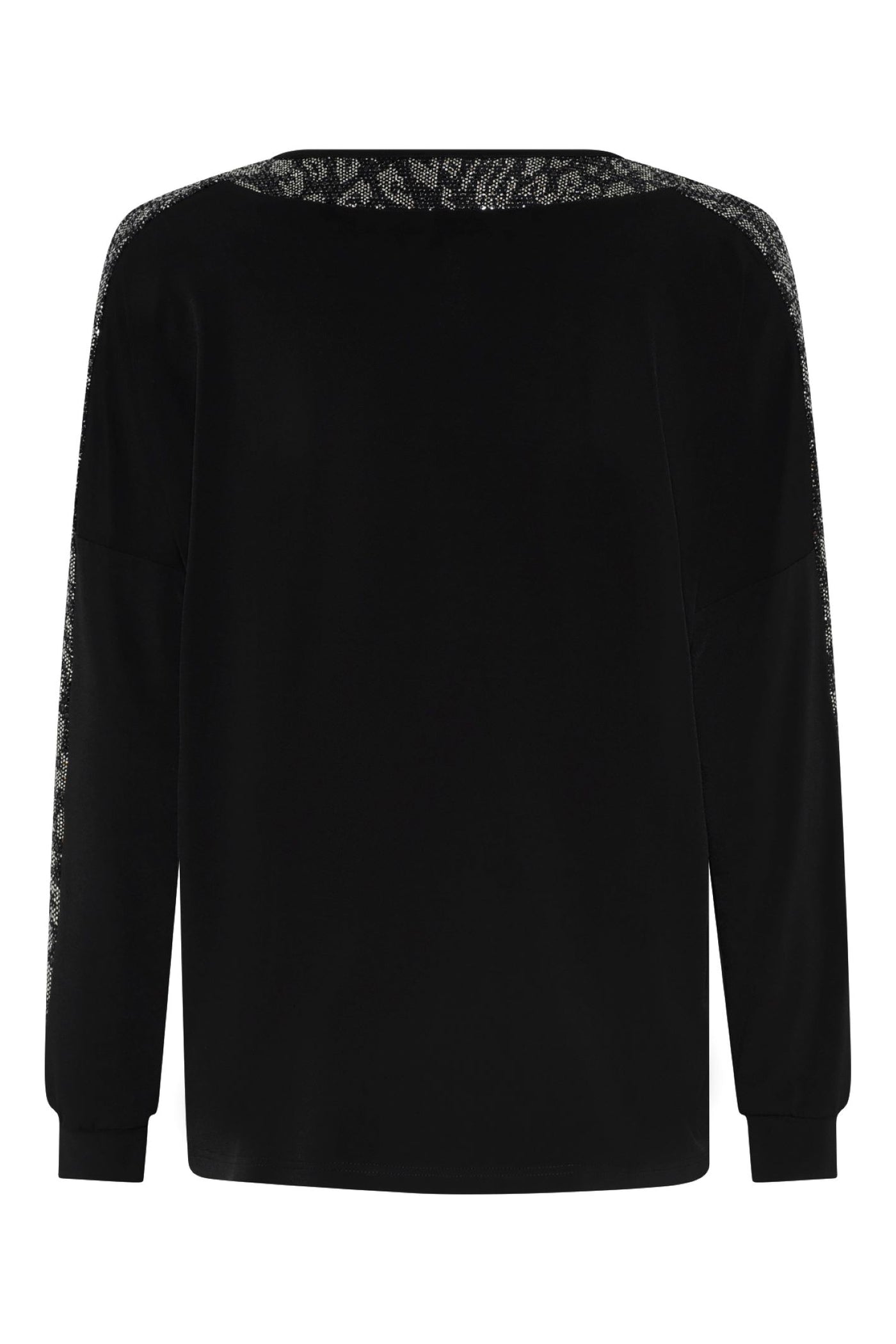 Tia 73047 Black V Neck Sleeved Sparkle Top