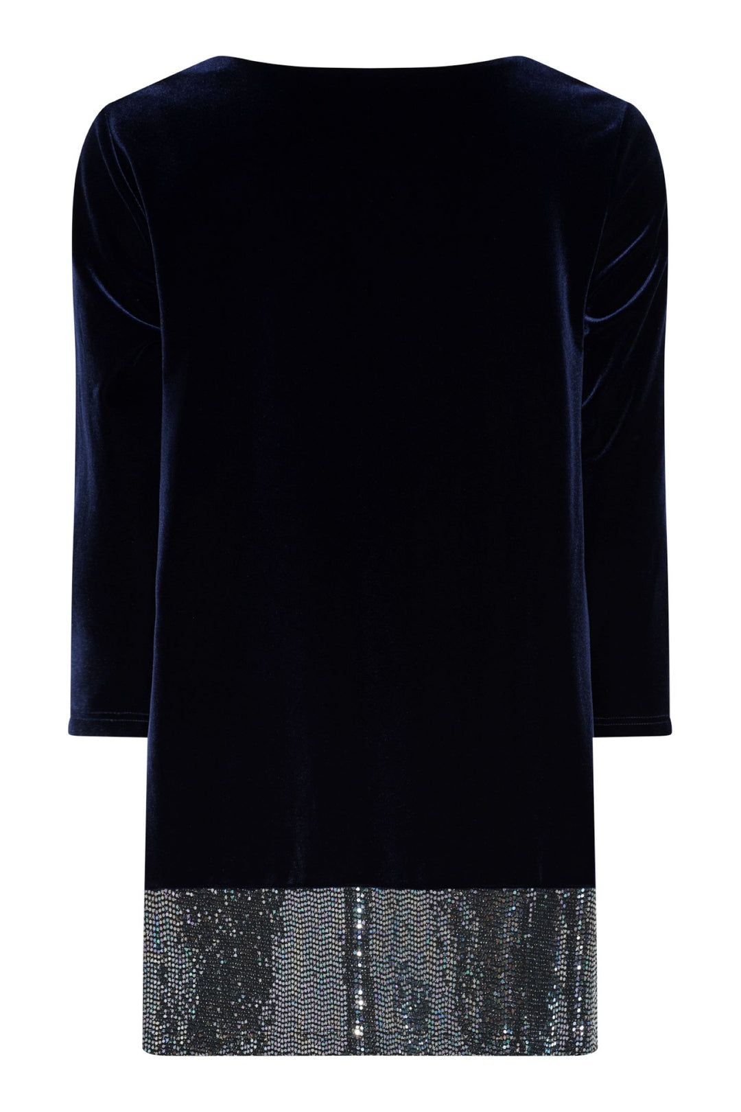 Tia 73048 Navy Velvet Sparkle Sleeved V Neck Evening Top