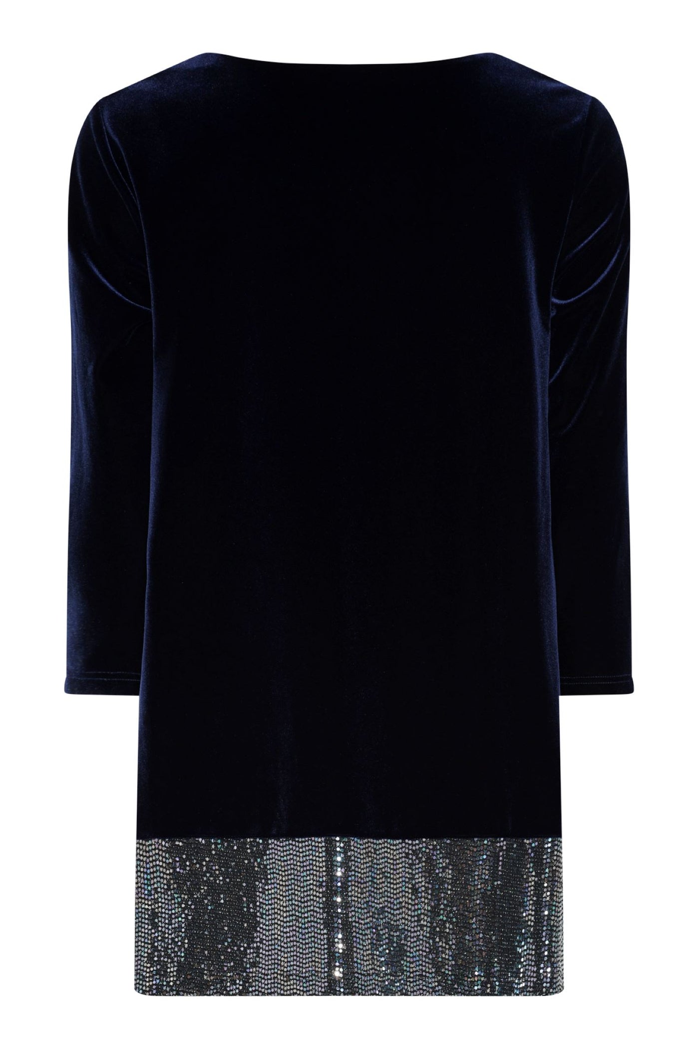 Tia 73048 Navy Velvet Sparkle Sleeved V Neck Evening Top
