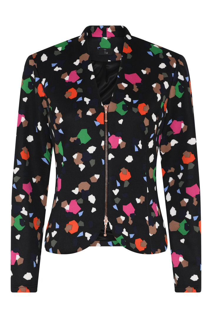 Tia 77523 Black Print Sleeved Jacket
