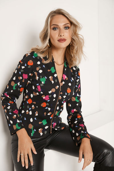 Tia 77523 Black Print Sleeved Jacket