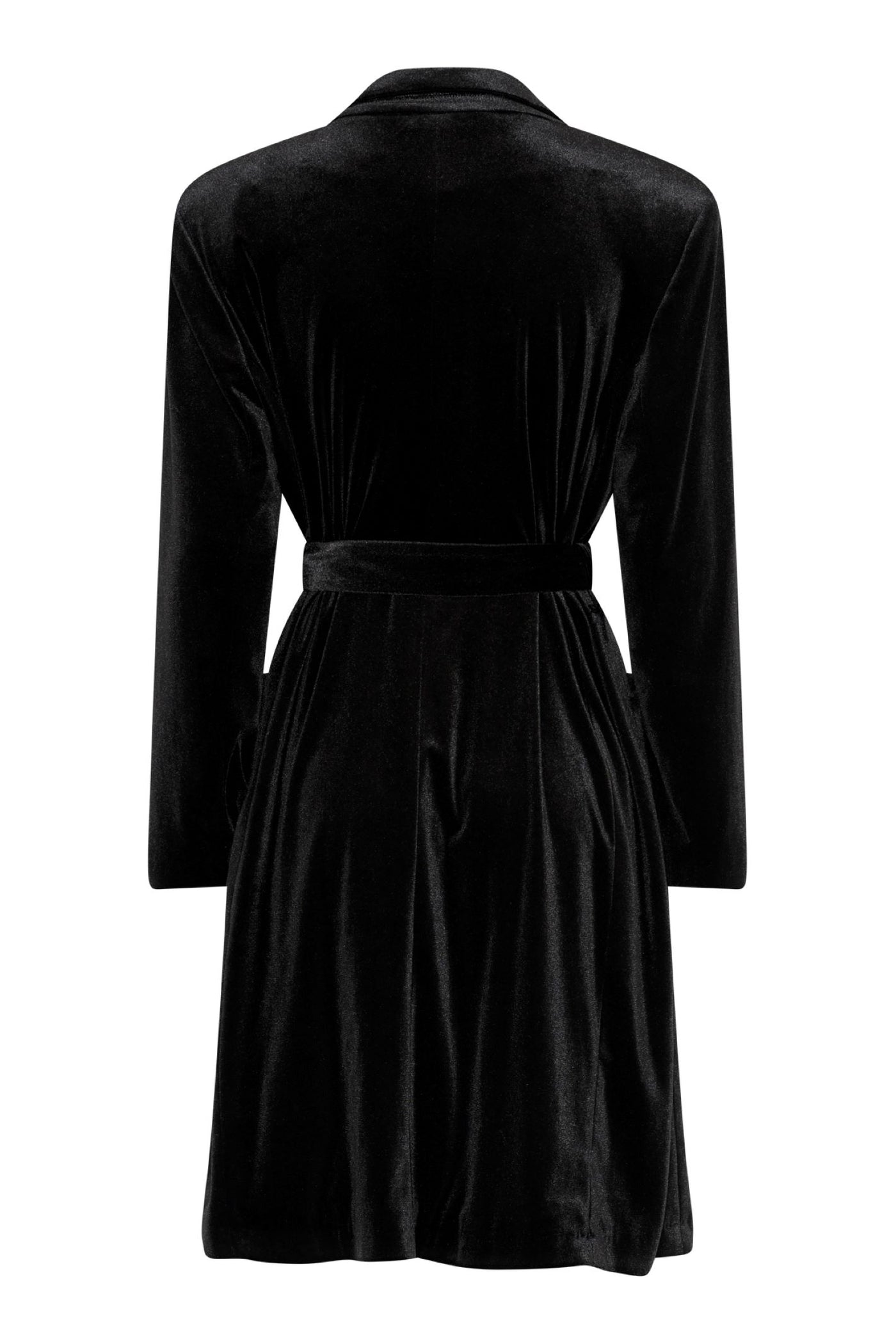 Tia 77614 Long Velvet Sleeved Black Coat