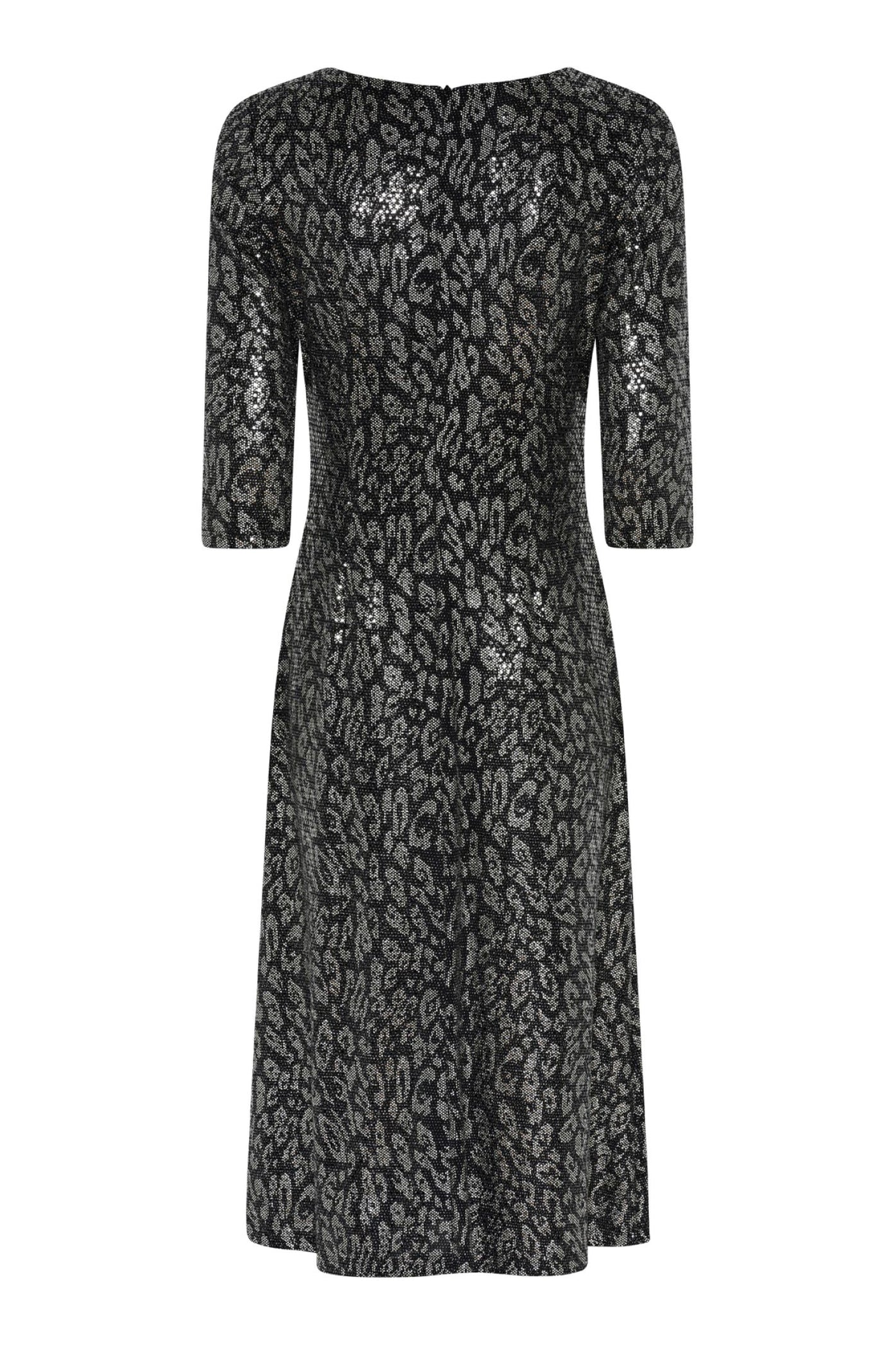 Tia 78737 Silver and Black A Line Sleeved Dress