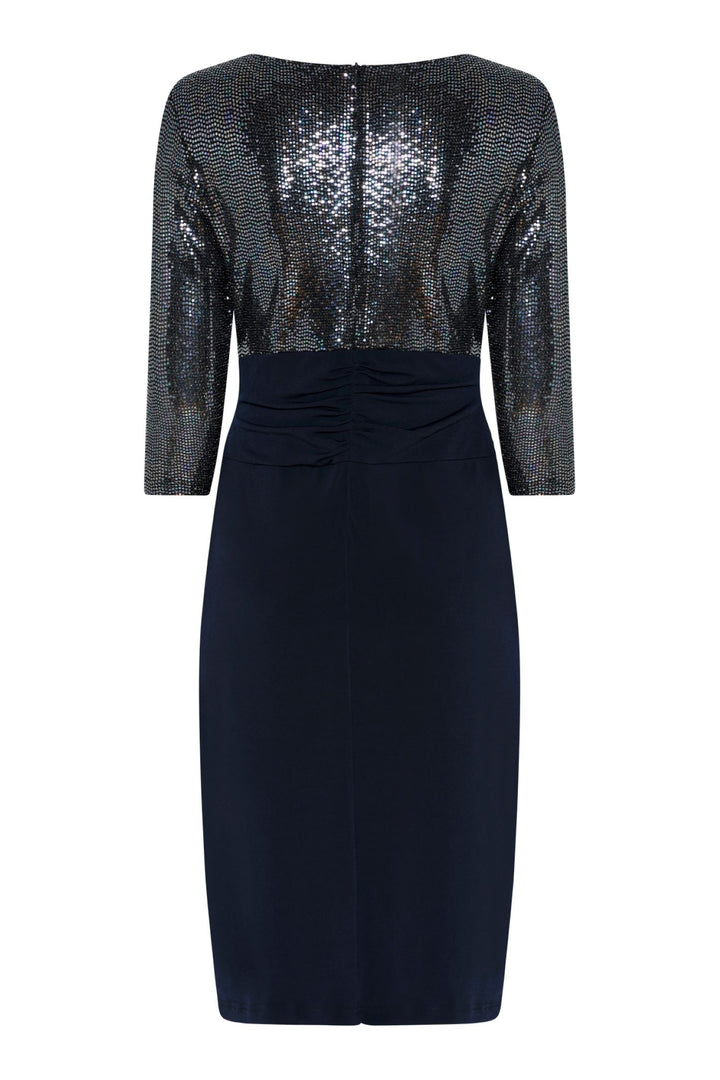 Tia 78738 Navy Sequin Sleeved Dress