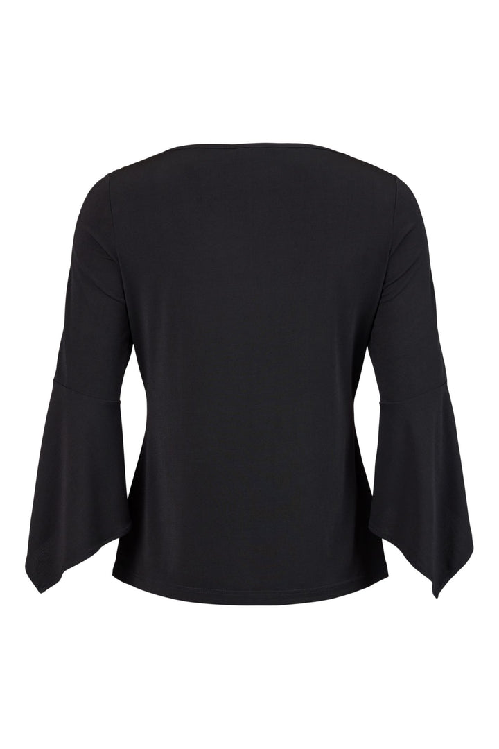 Tia 74897 Black Sleeved Top with Gold Detailed Sleeve