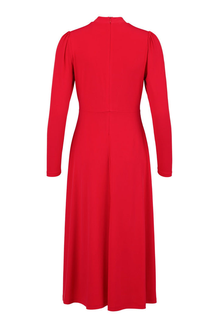 Tia 78878 Red Sleeved High Waisted A Line Dress